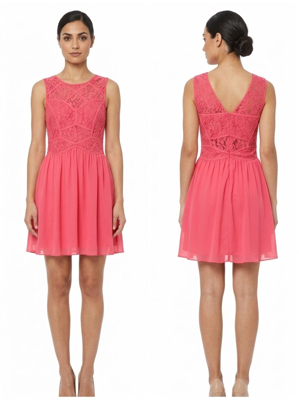 BCBGeneration Pink Lace Bodice Sleeveless Mini Dress Women Size 4